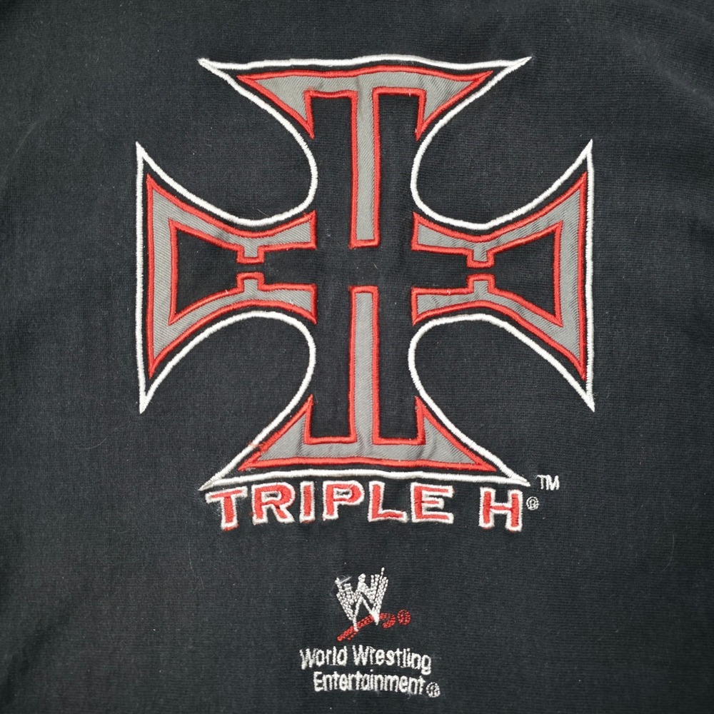 Vintage Triple‎ H WWE Steve & Barry's Black Mens Small Atheltic Dept Hoodie Y2K
